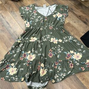 Pink and White Ruffled Tiered Sundress with Flutter Sleeves